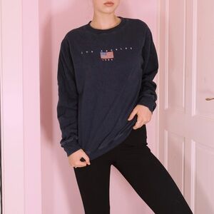 John Galt Los Angeles 1984 Sweatshirt USA Flag Graphic Navy Crewneck O/S B-1